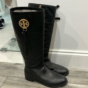 Black Tory Burch Leather Riding Boots, Size 9